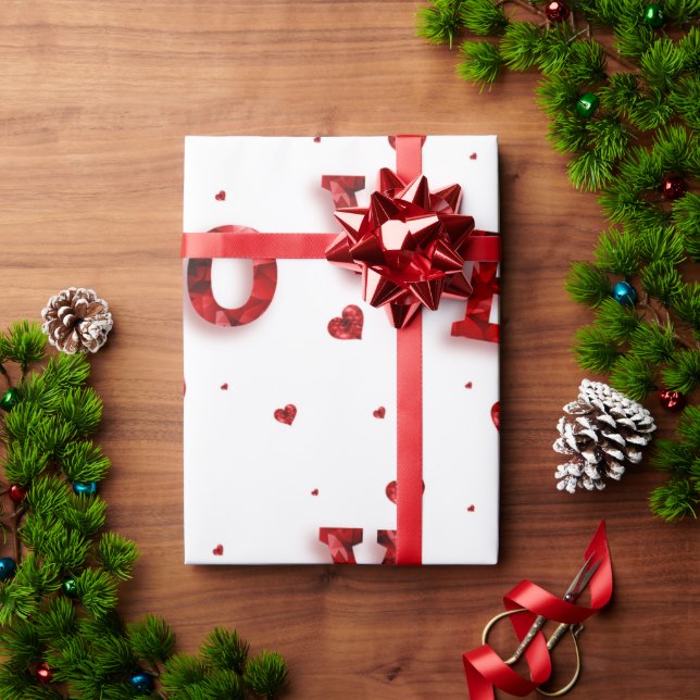 Papel De Regalo Envoltura de regalo romántico - tipografía de "AMO (Regalo de vacaciones)