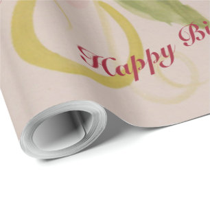 Papel De Regalo Envoltura de regalo rosa y verde oliva