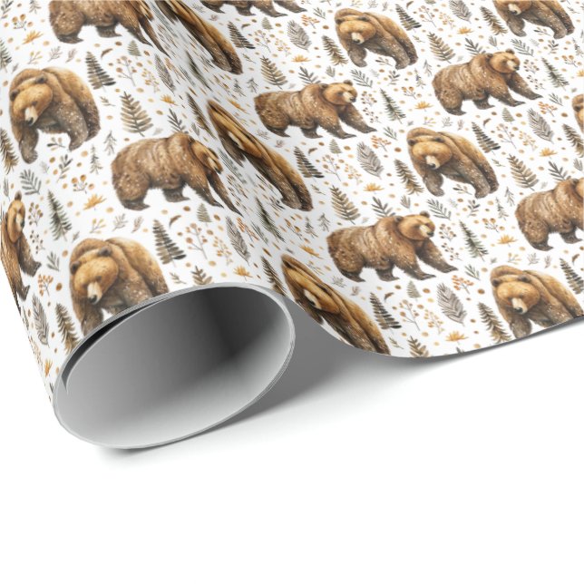 Papel De Regalo Envoltura de regalo temática del oso animales salv (Esquina del rollo)