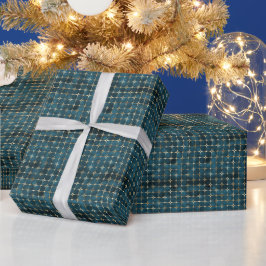 Papel De Regalo Envoltura de regalo Verde azulado y de oro en cuad