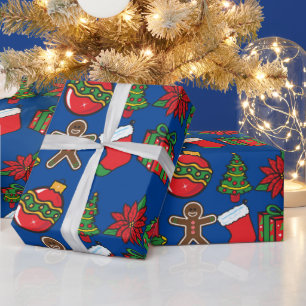 Papel De Regalo Envoltura de regalos de Navidades de Ornamentos Az