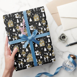 Papel De Regalo Envoltura festiva de vacaciones con diseño inverna