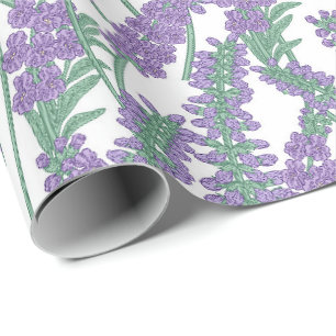 Papel De Regalo Envoltura floral botánica de lavanda