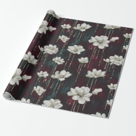 Papel De Regalo Envoltura floral oscura con goteo