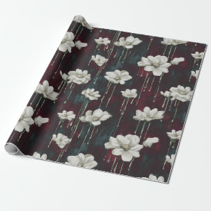 Papel De Regalo Envoltura floral oscura con goteo