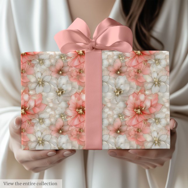 Papel De Regalo Envoltura moderna de cumpleaños 70 de rosa polvori (Modern dusty rose and gold 70th birthday wrap)