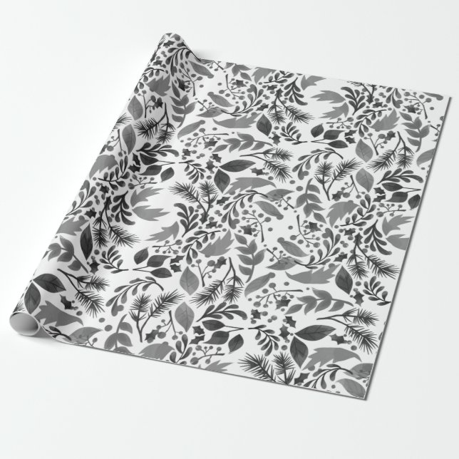 Papel De Regalo Envoltura moderna de regalo en blanco y negro (Desenrollado)