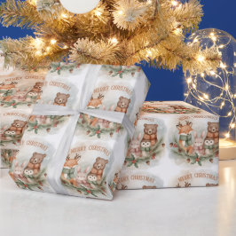 Papel De Regalo Envoltura Navideña Acogedora de Amigos del Bosque