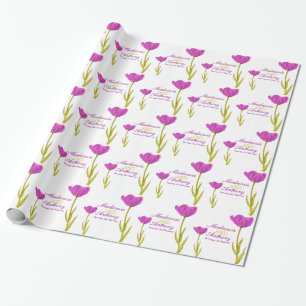Papel De Regalo Envoltura personalizada de arte de tulipán morado 