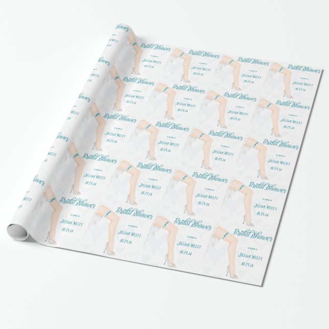 Papel De Regalo Envoltura personalizada de ducha de novia con glam (Desenrollado)