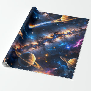 Papel De Regalo Envoltura premium de Saturno para espacio profundo