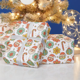 Papel De Regalo Envoltura Retro de Fiesta Navideña