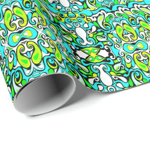 Papel De Regalo envoltura retro giratoria doodle estilo vintage de