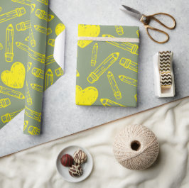 Papel De Regalo Envoltura transparente del corazón y el lápiz para