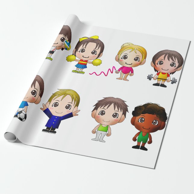 Papel De Regalo envolver a los personajes deportivos del personali (Desenrollado)