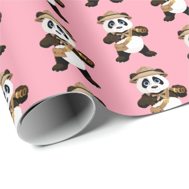 Papel De Regalo Envolver el oso de papel-panda (Esquina del rollo)
