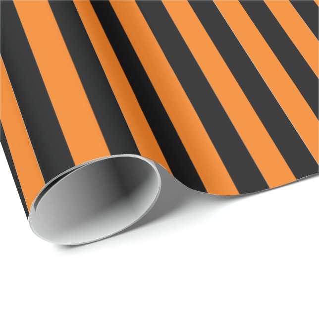 Papel De Regalo Envolver rayas de papel-negro y Naranja (Esquina del rollo)