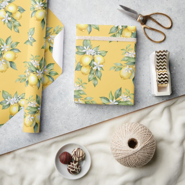 Papel De Regalo Envolviendo el cítrico de limón en primer cumpleañ (Artesanía)