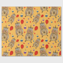 Papel De Regalo Envuelto de cumpleaños de Quokka con mano