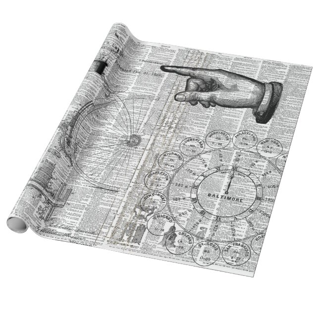 Papel De Regalo Ephemera Collage (Desenrollado)