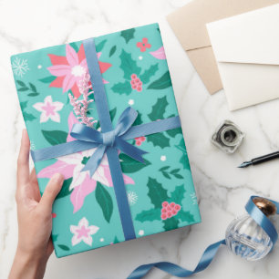 Papel De Regalo equipaje de patrón de puninsettia de los navidades