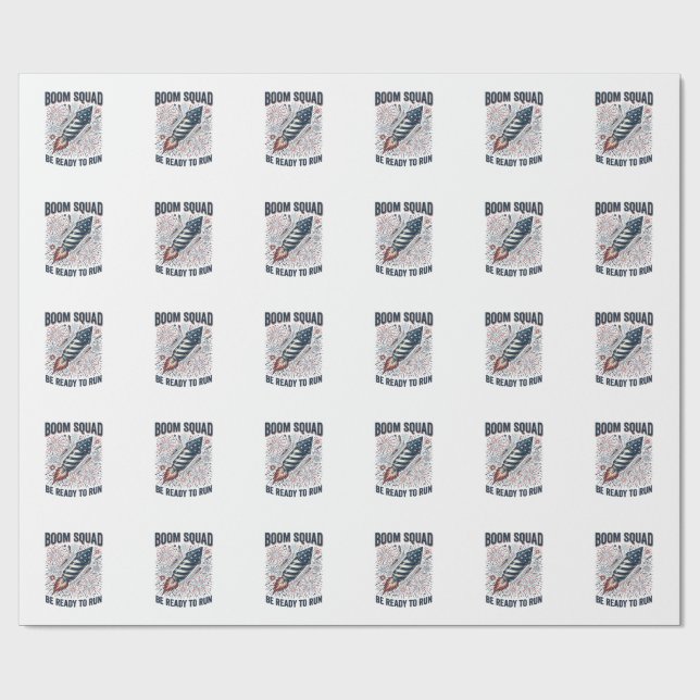 Papel De Regalo Equipo de explosión fuegos artificiales patriótico (Superficie plana)