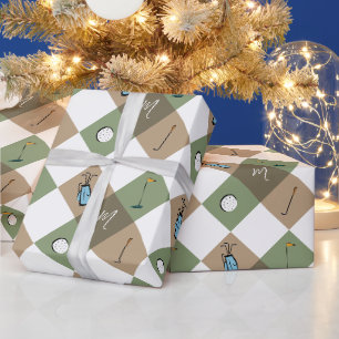 Papel De Regalo Equipo De Golf Club Monograma Elegante