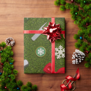 Papel De Regalo Equipo de Golf de Navidad en Césped Verde