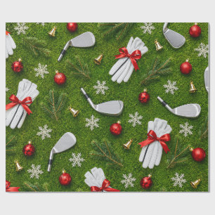 Papel De Regalo Equipo de Golf de Navidad en Césped Verde