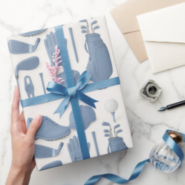 Papel De Regalo Equipo de golf para niños de temática azul