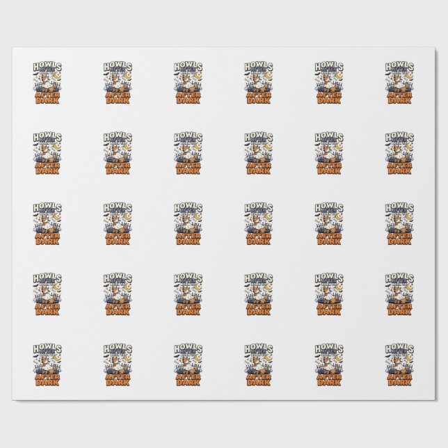 Papel De Regalo Equipo de Halloween Perro Boo (5) (Superficie plana)