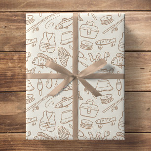 Papel De Regalo Equipo de Pesca para Niños Pescador de Peces Sende