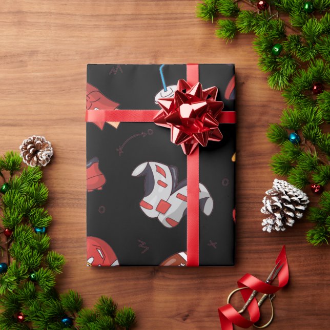 Papel De Regalo Equipo deportivo de fútbol con patrón de comida (Regalo de vacaciones)