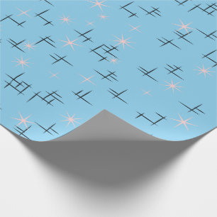 Papel De Regalo Era retro-atómica azul del bebé