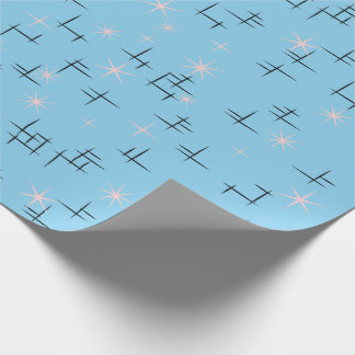 Papel De Regalo Era retro-atómica azul del bebé