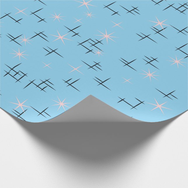 Papel De Regalo Era retro-atómica azul del bebé (Esquina)