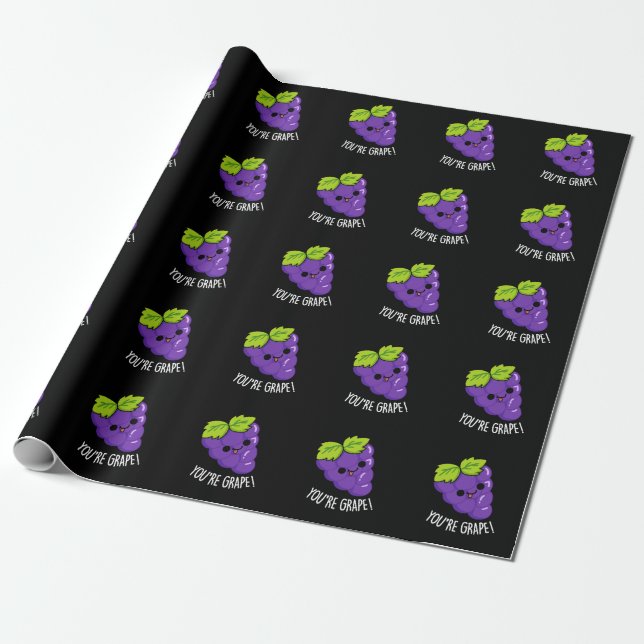 Papel De Regalo Eres Grape Funny Fruit Pun Dark BG (Desenrollado)