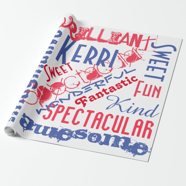 Papel De Regalo Eres Increíble Personalizado Rojo, Blanco y Azul (Desenrollado)