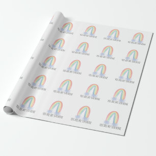 Papel De Regalo Eres mi sol acuarela pintada arcoíris  