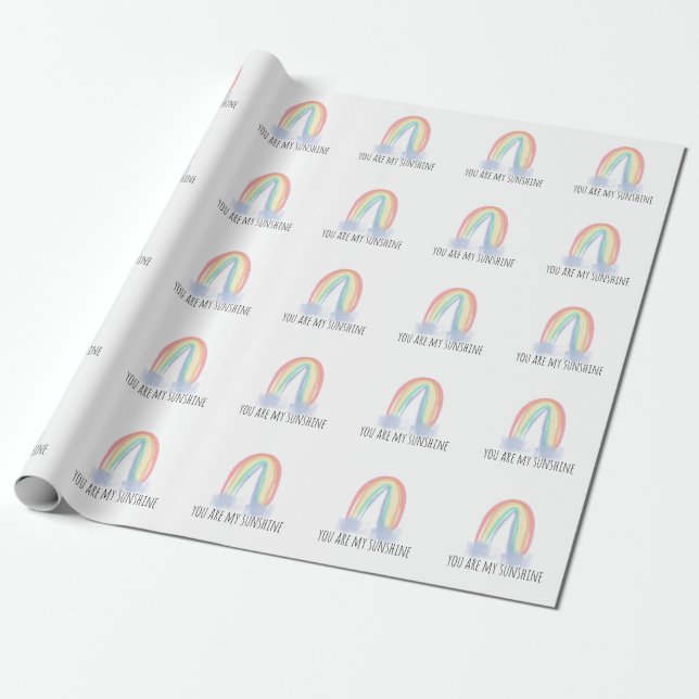 Papel De Regalo Eres mi sol acuarela pintada arcoíris   (Desenrollado)