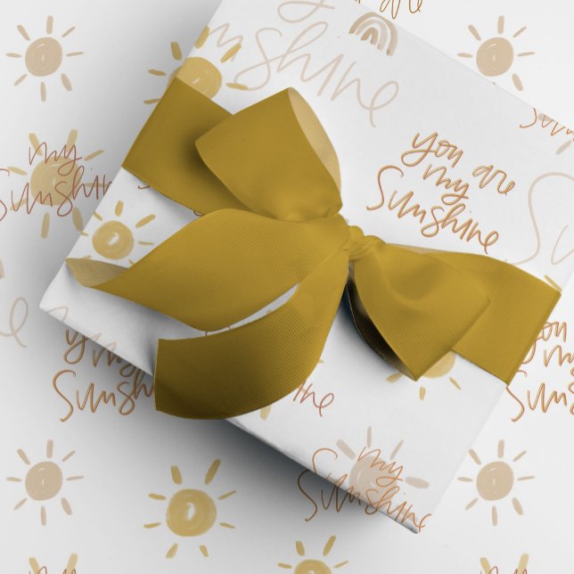 Papel De Regalo Eres mi sol en amarillo (Yellow You Are My Sunshine watercolor and hand lettered gift wrapping paper.)
