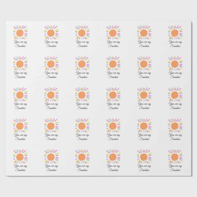 Papel De Regalo eres mi sol naranjas amarillos rayos solares añadi (Superficie plana)