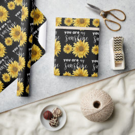 Papel De Regalo Eres Mi Sunshine Black Yellow Bright Sunflower