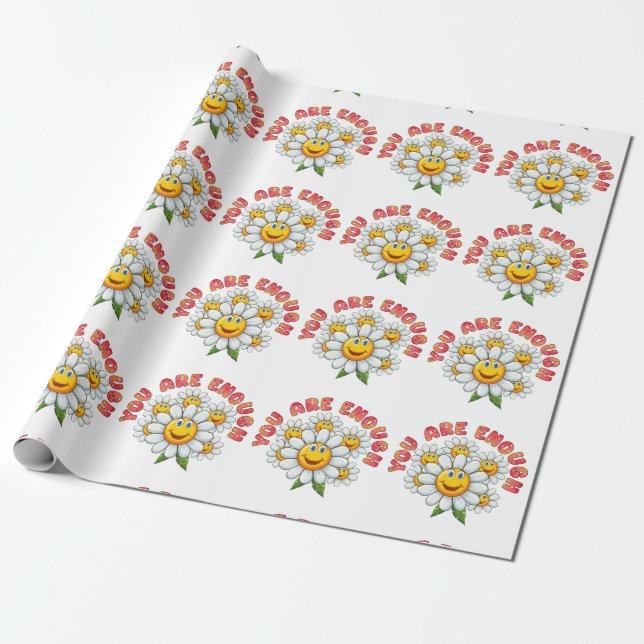 Papel De Regalo Eres Suficiente Caras Sonrientes De Daisy (Desenrollado)
