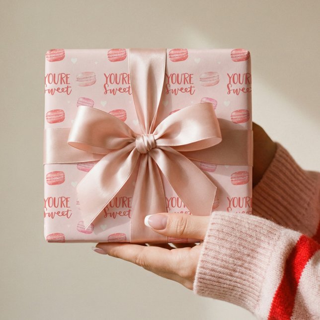 Papel De Regalo Eres un dulce día de San Valentín. Macaron Cookies (You're Sweet Happy Valentine's Day Macaron Cookies Wrapping Paper)