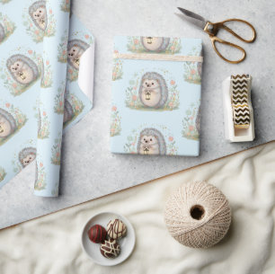 Papel De Regalo Erizo Adorable con Patrón de Linterna