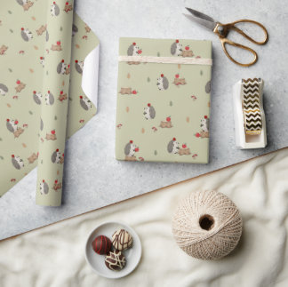 Papel De Regalo Erizo con manzanas