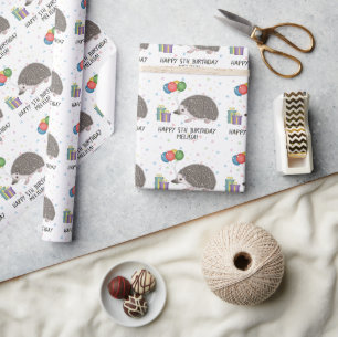Papel De Regalo Erizo Pigmeo Africano Animal - Feliz Cumpleaños