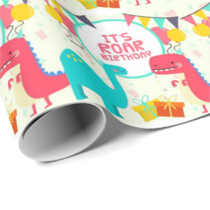 Papel De Regalo Es dinosaurios del cumpleaños del rugido
