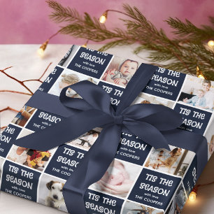 Papel De Regalo Es la Temporada Divertida Cuadrícula de Fotos Rega